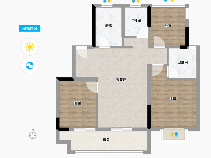 安徽省-合肥市-北麓雅院-75.20-户型库-采光通风