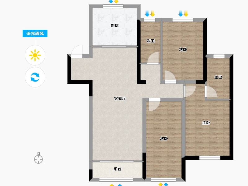 河北省-保定市-东亚朗琴园-91.73-户型库-采光通风