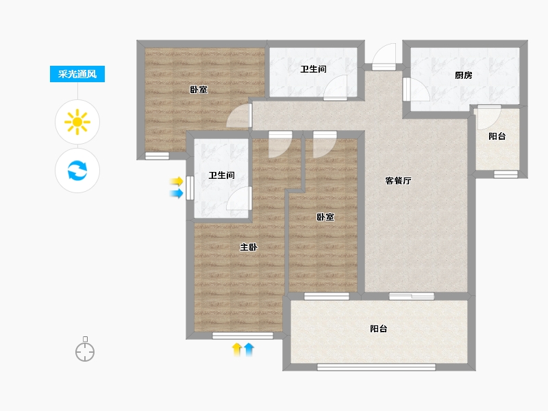 湖南省-株洲市-星合湘水湾-96.51-户型库-采光通风