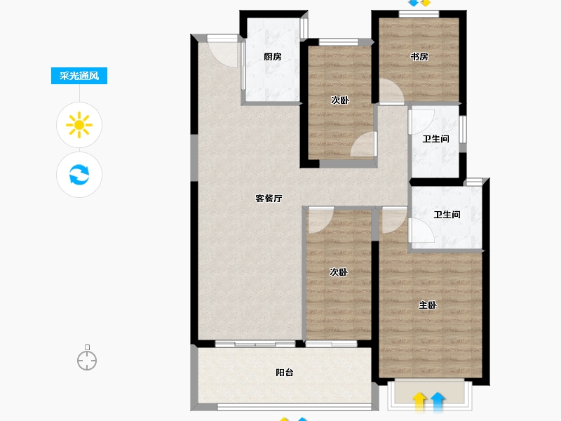 河南省-郑州市-美盛金水印-102.40-户型库-采光通风