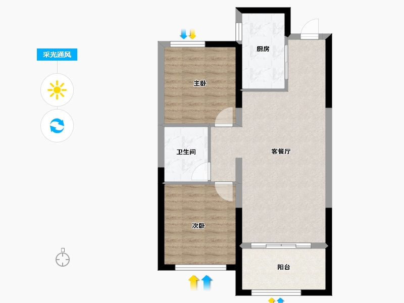 河北省-保定市-玉兰九赋-66.40-户型库-采光通风