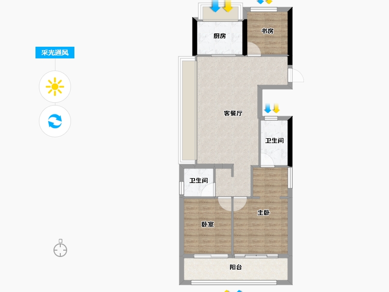 浙江省-杭州市-中天珺楠府-79.20-户型库-采光通风