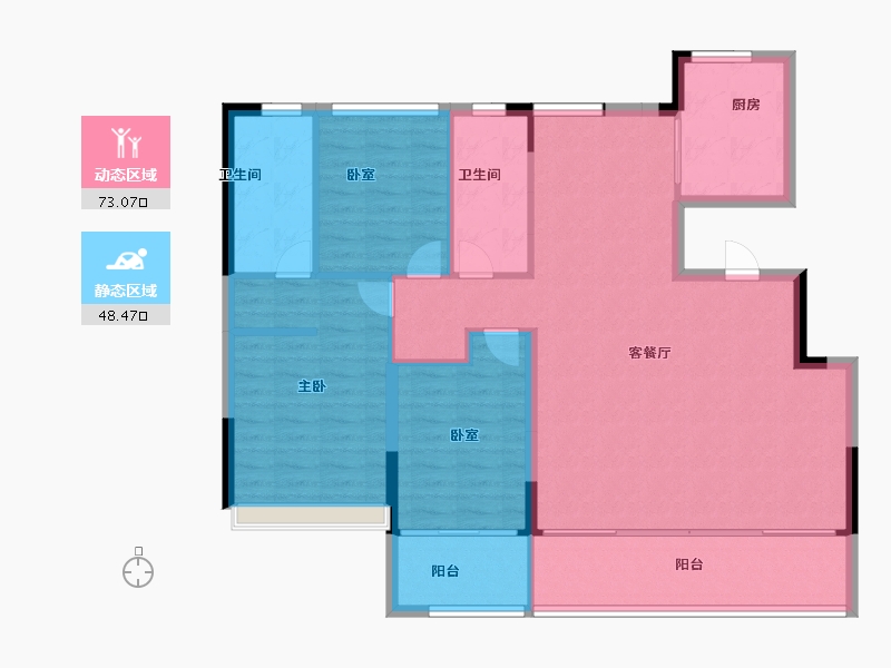 浙江省-温州市-绿城春月江澜-111.20-户型库-动静分区