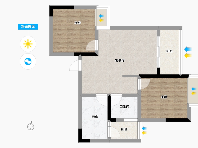 重庆-重庆市-中建御湖壹号-58.06-户型库-采光通风