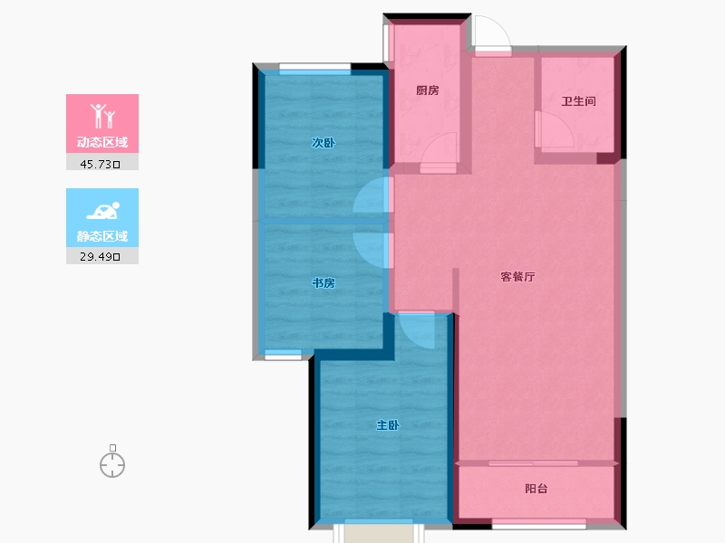 河北省-保定市-东亚朗琴园-66.58-户型库-动静分区