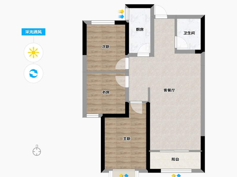 河北省-保定市-东亚朗琴园-66.58-户型库-采光通风