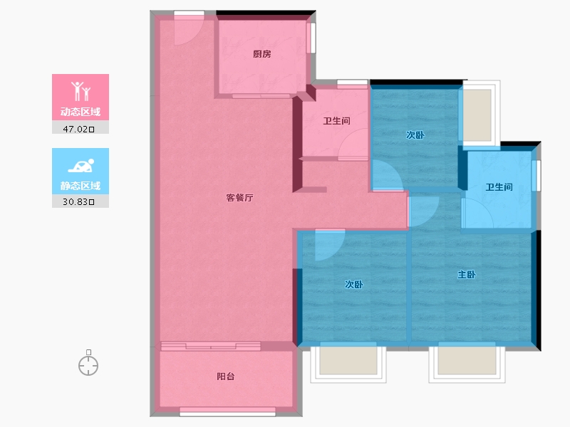 广东省-东莞市-丰泰酒店-69.56-户型库-动静分区