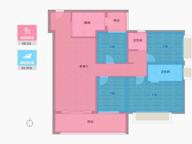 云南省-昆明市-七彩国际社区-104.96-户型库-动静分区