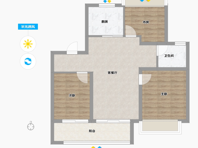 江苏省-无锡市-万科四季都会-71.67-户型库-采光通风