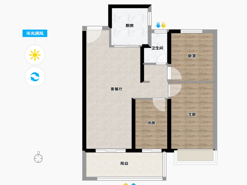 河南省-郑州市-美盛教育港湾-80.00-户型库-采光通风