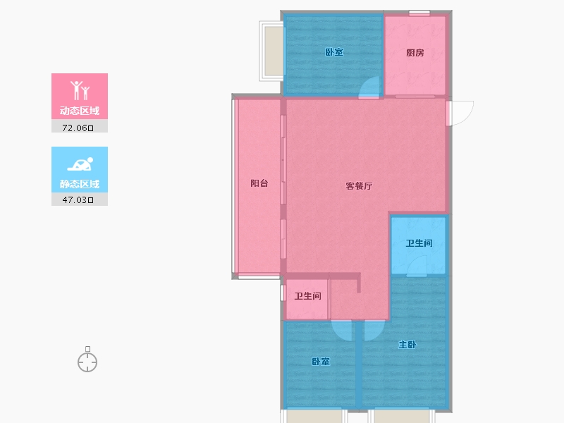 河南省-郑州市-碧桂园双湖城-108.80-户型库-动静分区