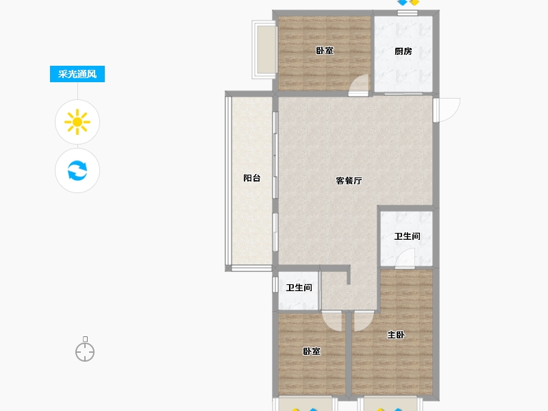 河南省-郑州市-碧桂园双湖城-108.80-户型库-采光通风