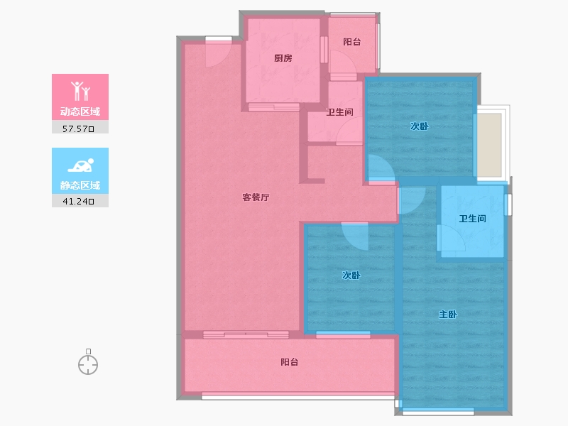 云南省-昆明市-七彩国际社区-87.86-户型库-动静分区