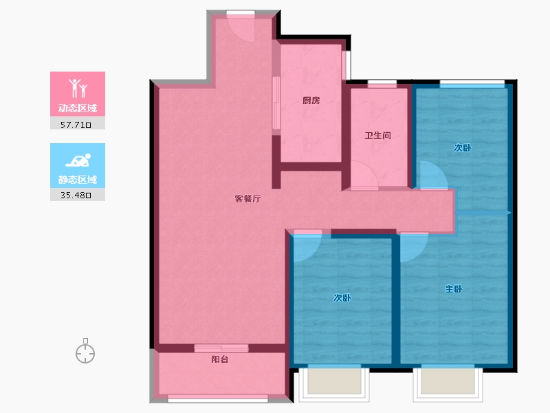 甘肃省-兰州市-兰州融创城-82.50-户型库-动静分区