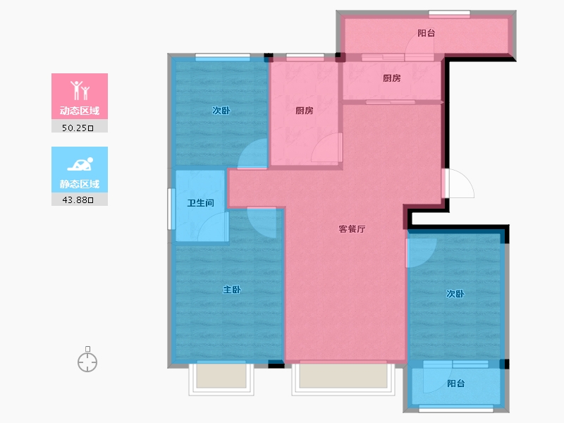 辽宁省-丹东市-蓝山溪谷-85.09-户型库-动静分区