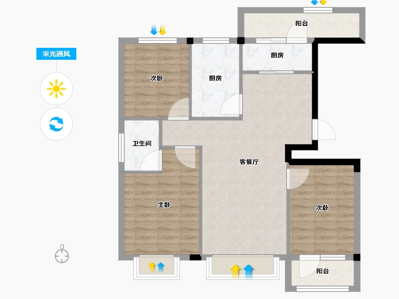 辽宁省-丹东市-蓝山溪谷-85.09-户型库-采光通风