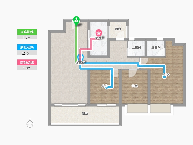 云南省-昆明市-七彩国际社区-92.52-户型库-动静线