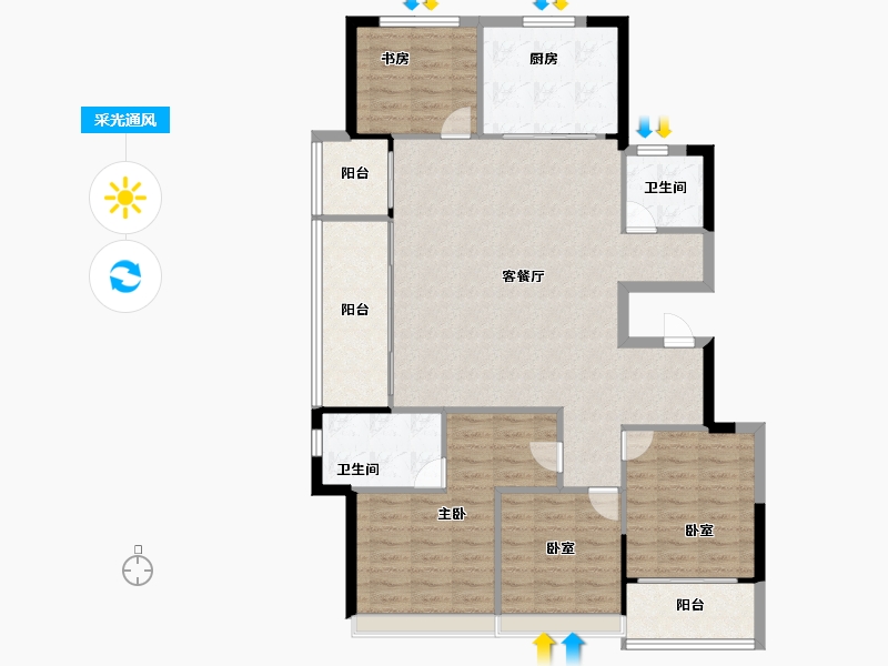 浙江省-温州市-绿城春月江澜-111.20-户型库-采光通风