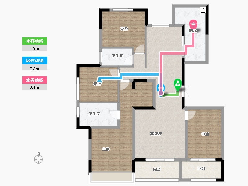 陕西省-西安市-白桦林溪-132.77-户型库-动静线