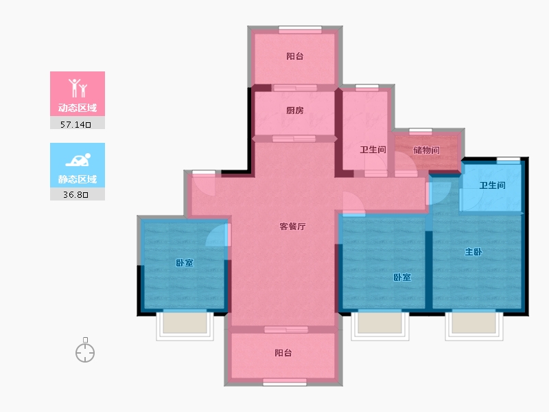 青海省-西宁市-红星天铂-105.00-户型库-动静分区