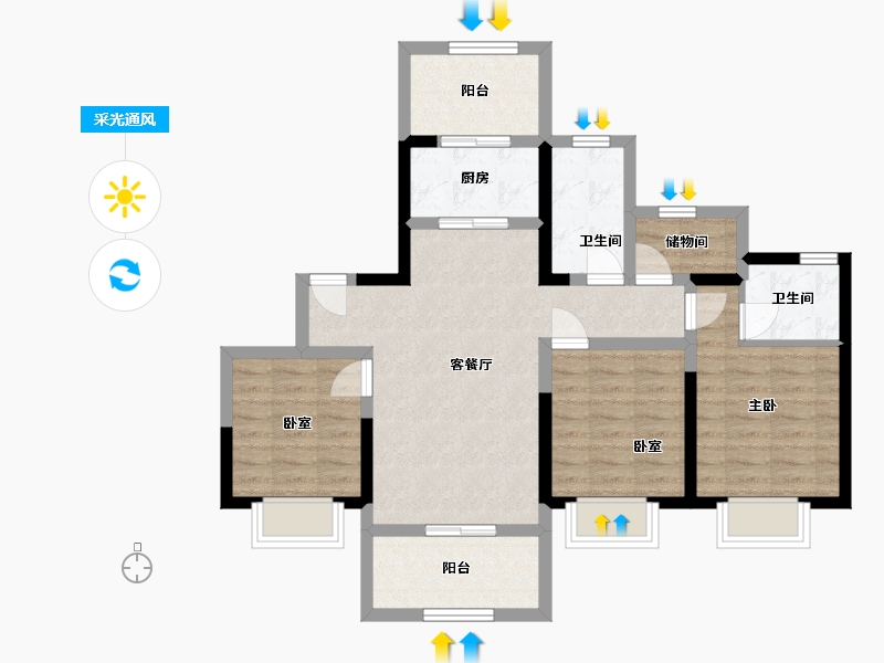 青海省-西宁市-红星天铂-105.00-户型库-采光通风