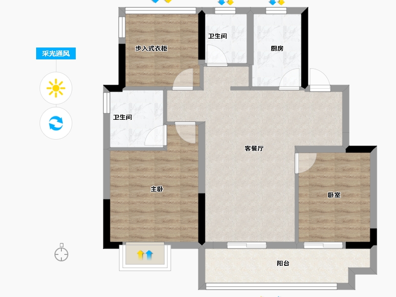 安徽省-合肥市-北麓雅院-76.00-户型库-采光通风