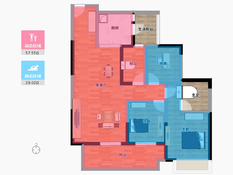 广东省-湛江市-华邦玥珑湾-83.28-户型库-动静分区