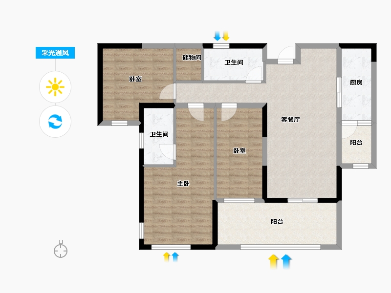 湖南省-株洲市-星合湘水湾-104.78-户型库-采光通风