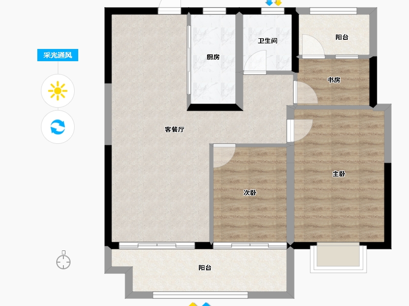 安徽省-亳州市-富力·集贤华府-80.73-户型库-采光通风