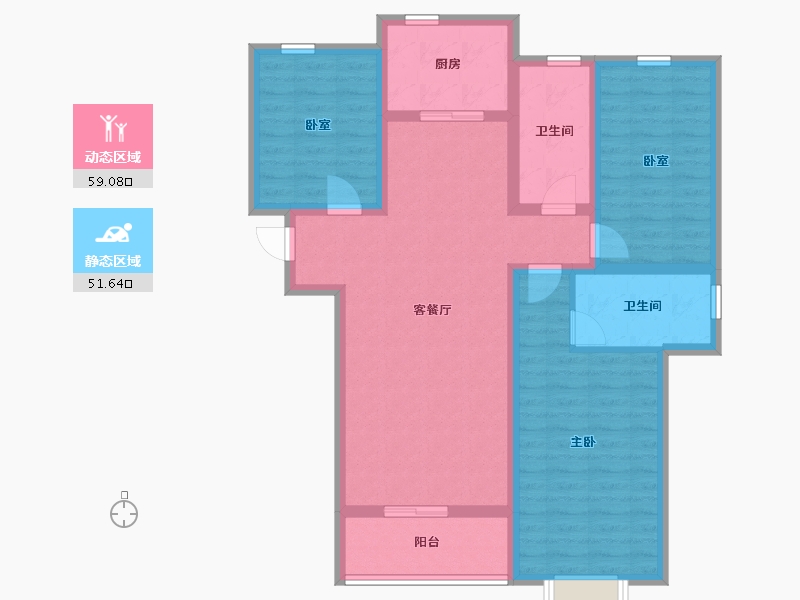 陕西省-西安市-盛唐长安-98.40-户型库-动静分区