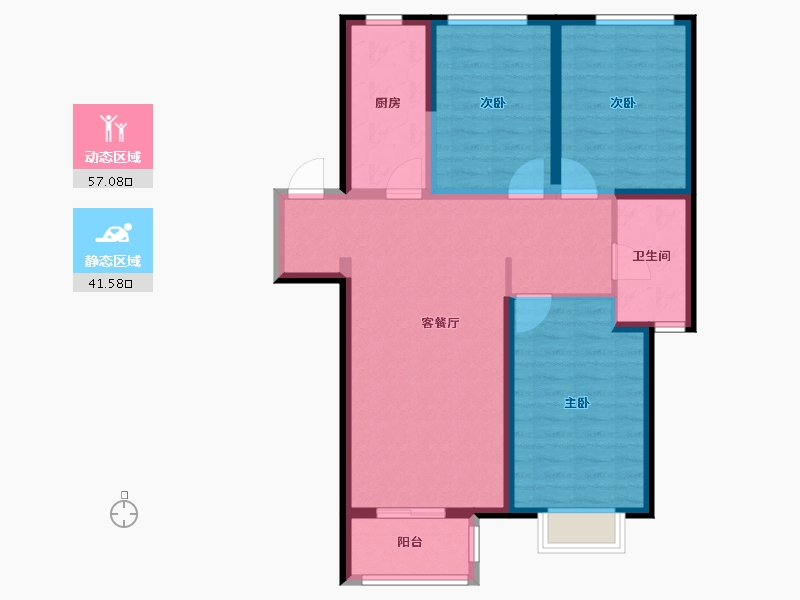 甘肃省-兰州市-兰州融创城-88.00-户型库-动静分区