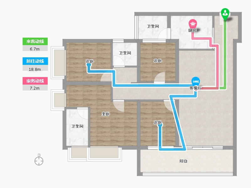 云南省-昆明市-七彩国际社区-104.21-户型库-动静线