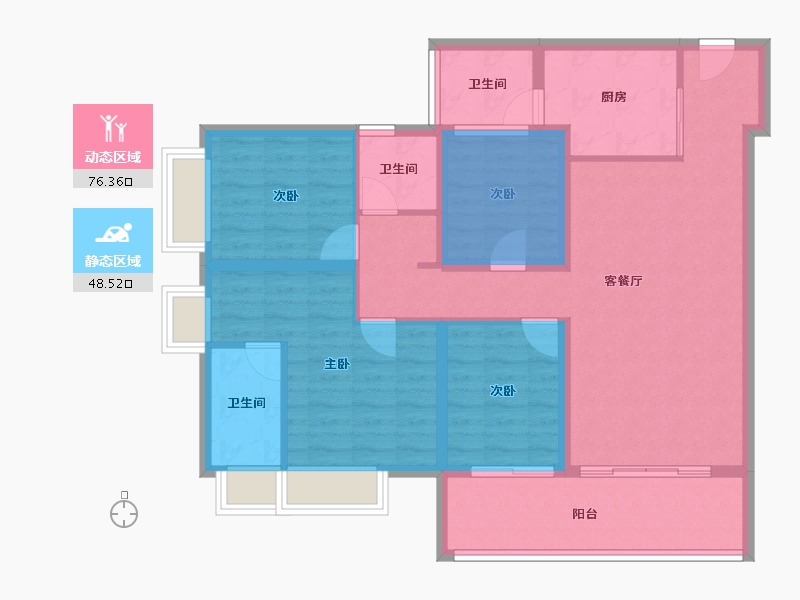 云南省-昆明市-七彩国际社区-104.21-户型库-动静分区