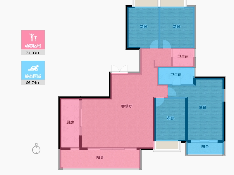 云南省-昆明市-七彩国际社区-129.03-户型库-动静分区