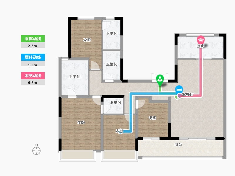 山东省-泰安市-泰山壹号院-135.43-户型库-动静线