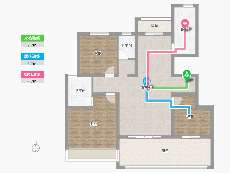 河南省-周口市-淮阳建业熙望-105.61-户型库-动静线