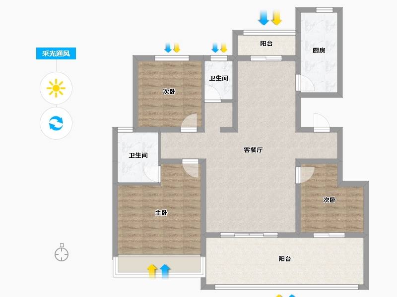 河南省-周口市-淮阳建业熙望-105.61-户型库-采光通风