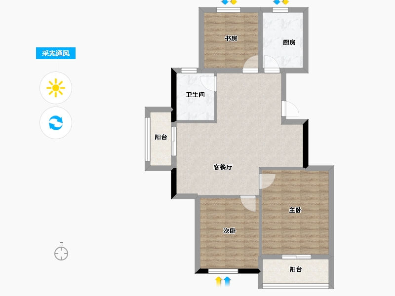 浙江省-杭州市-浅山明月府-81.66-户型库-采光通风