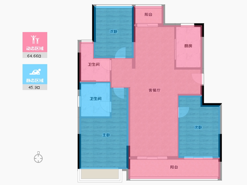 浙江省-舟山市-绿城晓风印月花园-99.67-户型库-动静分区