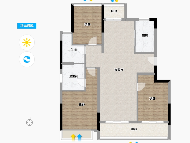 浙江省-舟山市-绿城晓风印月花园-99.67-户型库-采光通风