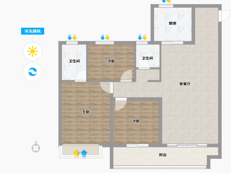 山东省-泰安市-恒地·玺悦-112.00-户型库-采光通风