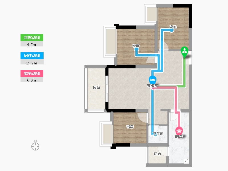 重庆-重庆市-中建御湖壹号-65.32-户型库-动静线