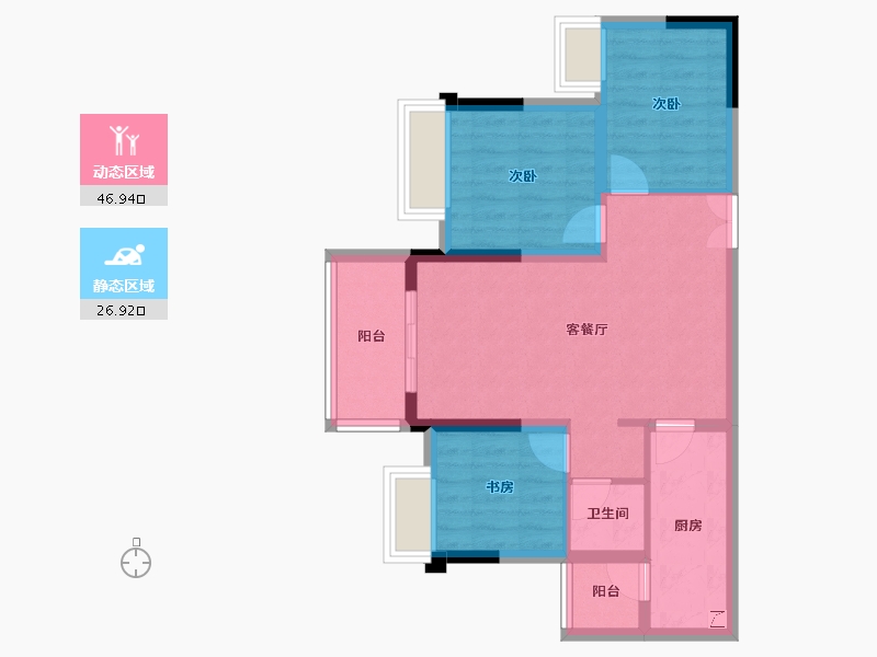 重庆-重庆市-中建御湖壹号-65.32-户型库-动静分区