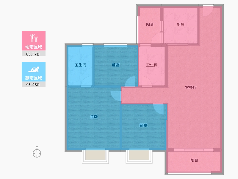 河北省-保定市-碧桂园清苑新城-97.60-户型库-动静分区