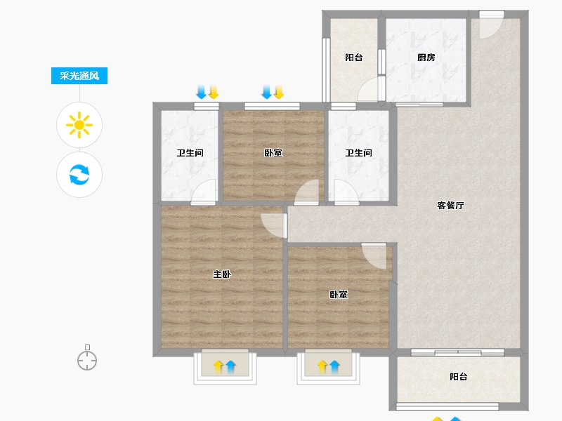 河北省-保定市-碧桂园清苑新城-97.60-户型库-采光通风