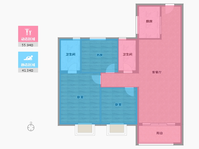 河北省-保定市-碧桂园清苑新城-88.06-户型库-动静分区