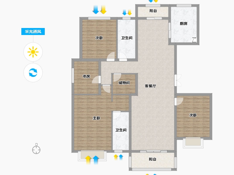 河北省-保定市-观璟臺-150.85-户型库-采光通风