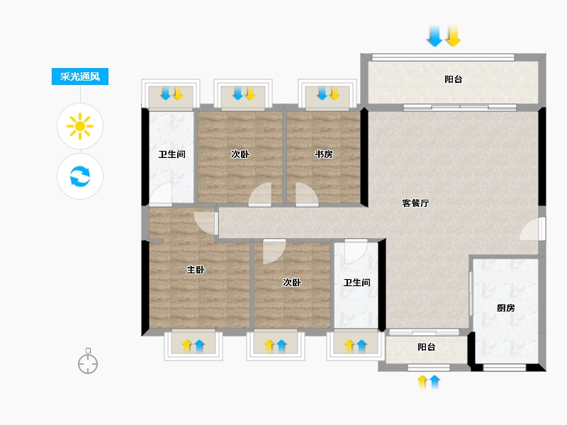 广东省-东莞市-金众柏悦公馆-107.71-户型库-采光通风