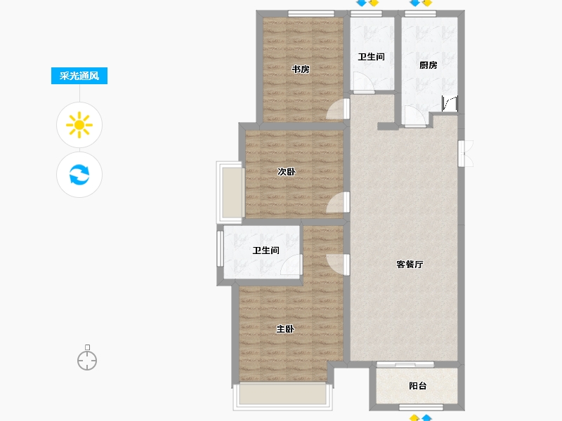 陕西省-西安市-白桦林溪-103.72-户型库-采光通风