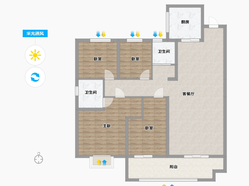 山东省-聊城市-碧桂园·国岳府-128.00-户型库-采光通风